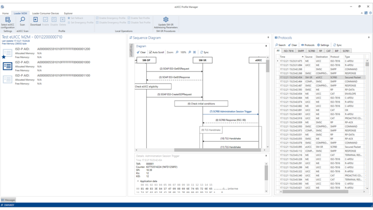 eUICC Profile Manager in M2M environment Screenshot of the eUICC Profile Manager supporting the Remote SIM Provisioning of M2M devices